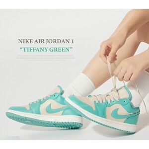 Nike Jordan 1 Low Top Sneakers Tropical Teal Sandy Beige DC0774-131 Womens US 6